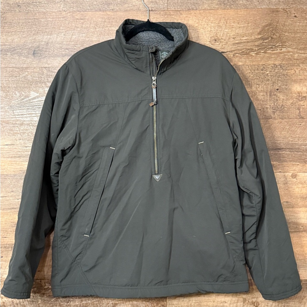 Eddie Bauer Sherpa Lined Quarter Zip Jacket — Dark Olive — Size M